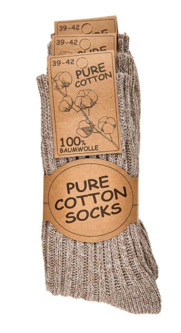 3 Paar TippTexx 24 warme 100% Baumwolle Socken, schwere Qualität